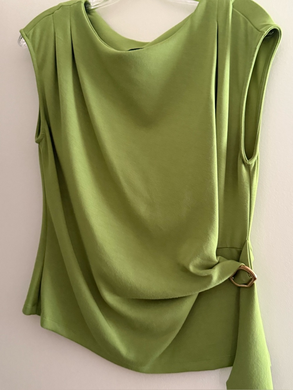 Cable & Gauge Lime Green Draped Sleeveless Top with Side Ring
